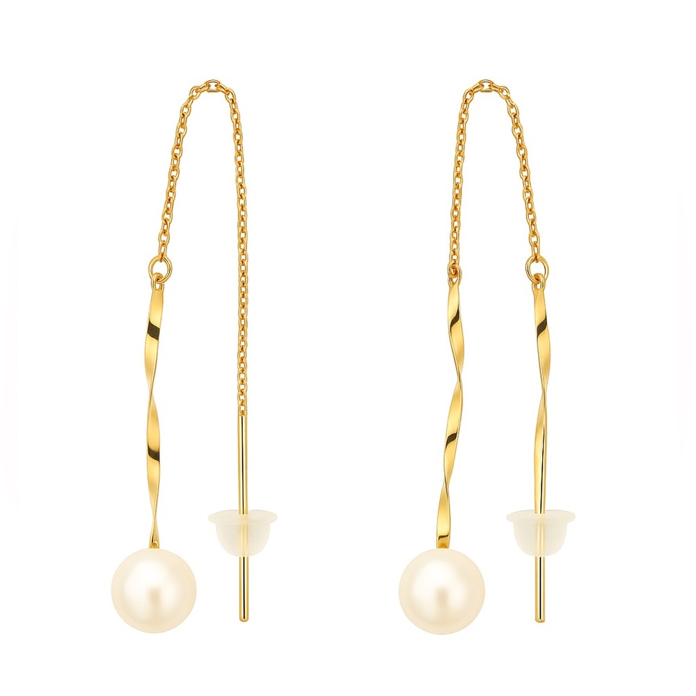 Elegant Gold Pearl Drop Earrings + 14 K YELLOW GOLD